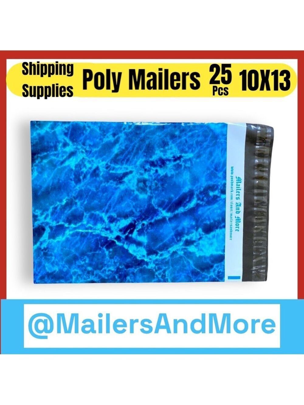 25 10X13 Poly Mailers Ice Water Marble Blue, Shipping Envelopes PRICE IS FIRM - Picture 2 of 8